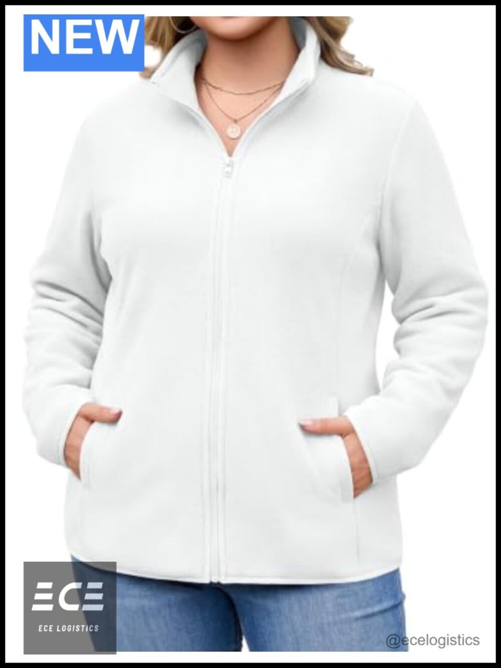 Plus Size Fleece Jacket Lightweight Full Zip Coat With Pockets